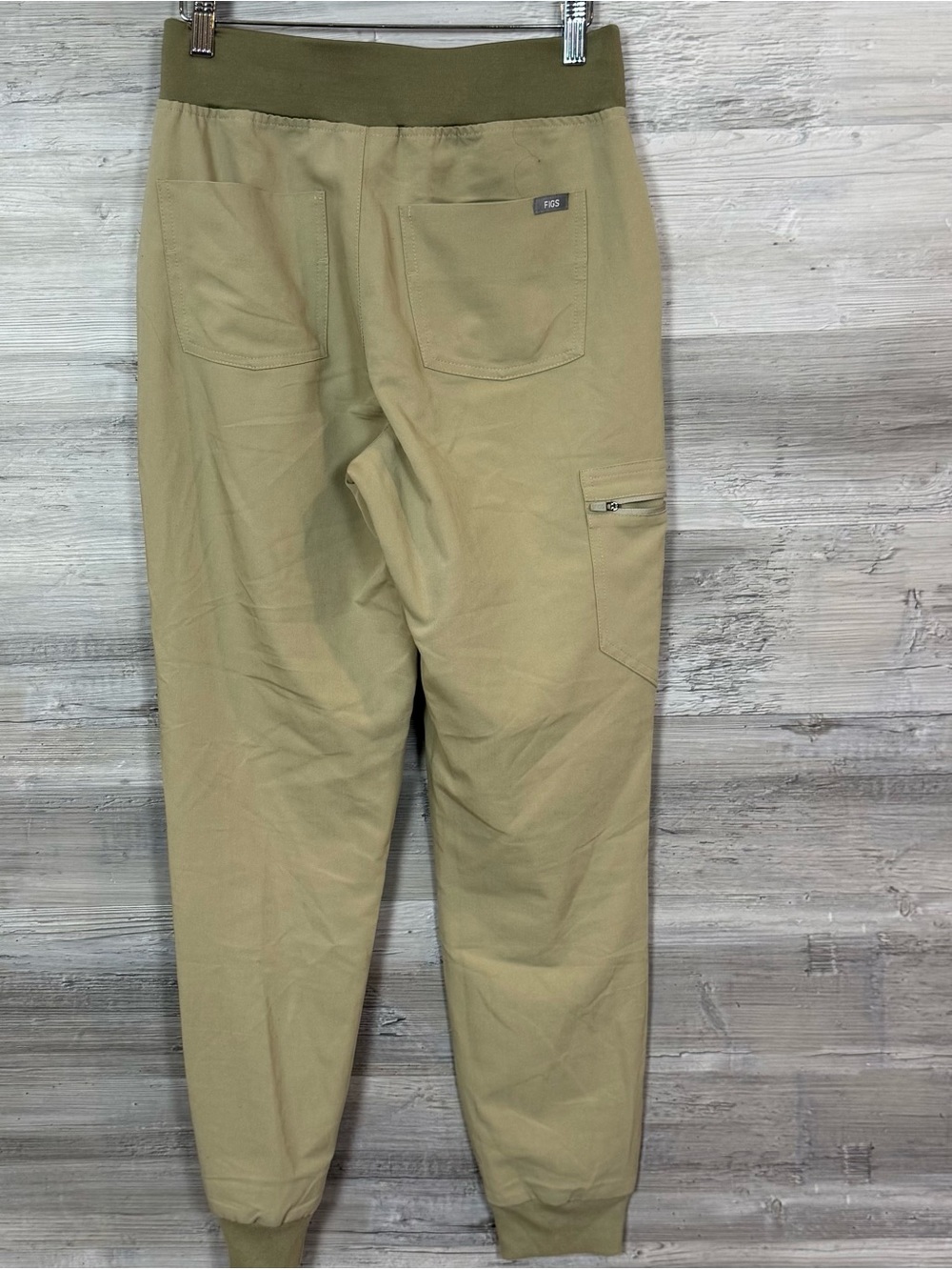 FIGS Zamora High Waisted Jogger Scrub Pants S Small Tan Khaki FIONx Blue String - Picture 3 of 9